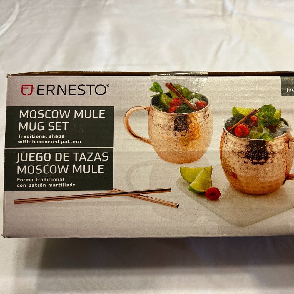 🥂 New Ernesto Moscow Mule Mug Set – 8 Piece Copper Set (4 Mugs + 4 Straws)